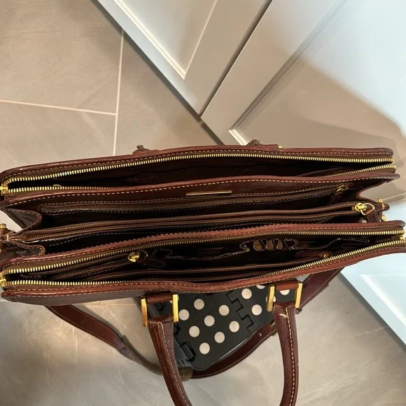 Cole Haan Brown leather saddleback briefcase. Like new!
